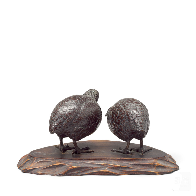 明治時代 銅鵪鶉一對 | A PAIR OF BRONZE QUAILS - 图4